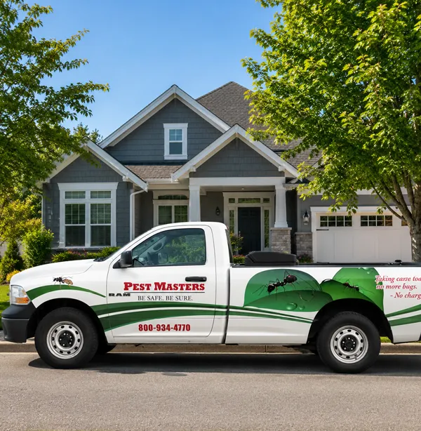pest masters truck in front a residential home pest masters truck in front a residential home